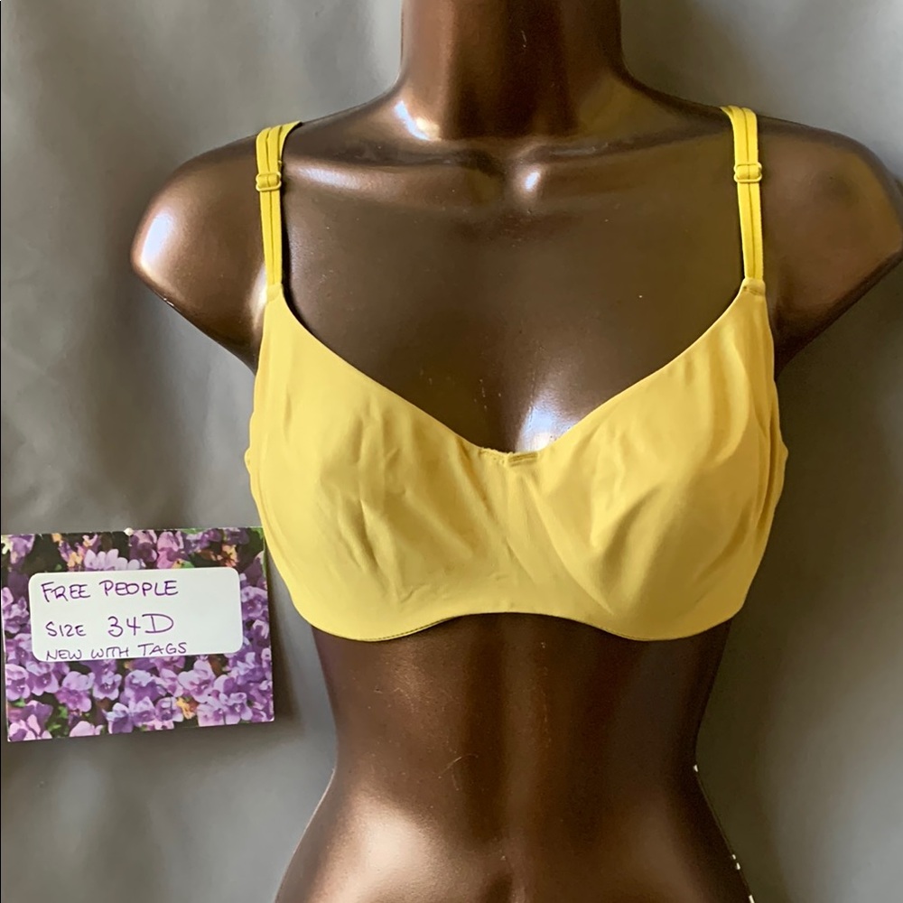 Free People Mustard yellow/green Bra